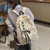 Милый рюкзак из вельвета с принтом в виде банта Повседневный рюкзак для женщин Легкий дизайн на шнуровке Идеально подходит для школы, путешествий, поездок на работу и модных образов