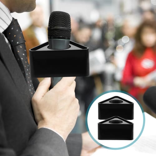 EXCEART Interview Microphone Flags, ABS Injection Molded Triangle Microphone Flags for Advertising and Image Enhancement, Set of 2 (Black)