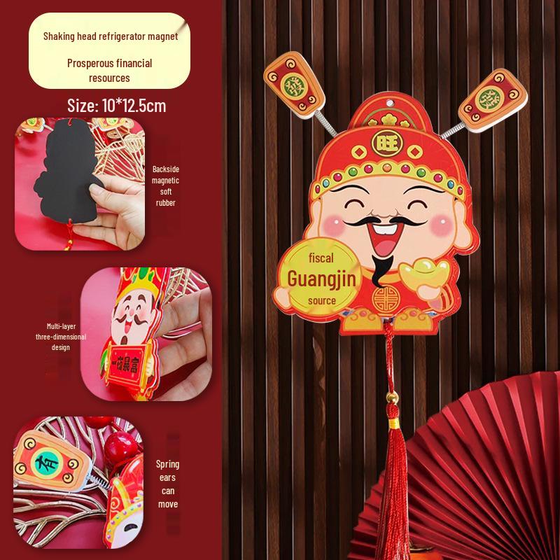 Трехмерный магнит Бога богатства: Праздничное новогоднее украшение для горшечных растений и гостиных