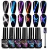 LILY'CUTE Colorful Cat Eye Gel Polish Set 7-Color Laser Flash Diamond Cat Eye Nail Gel Kit