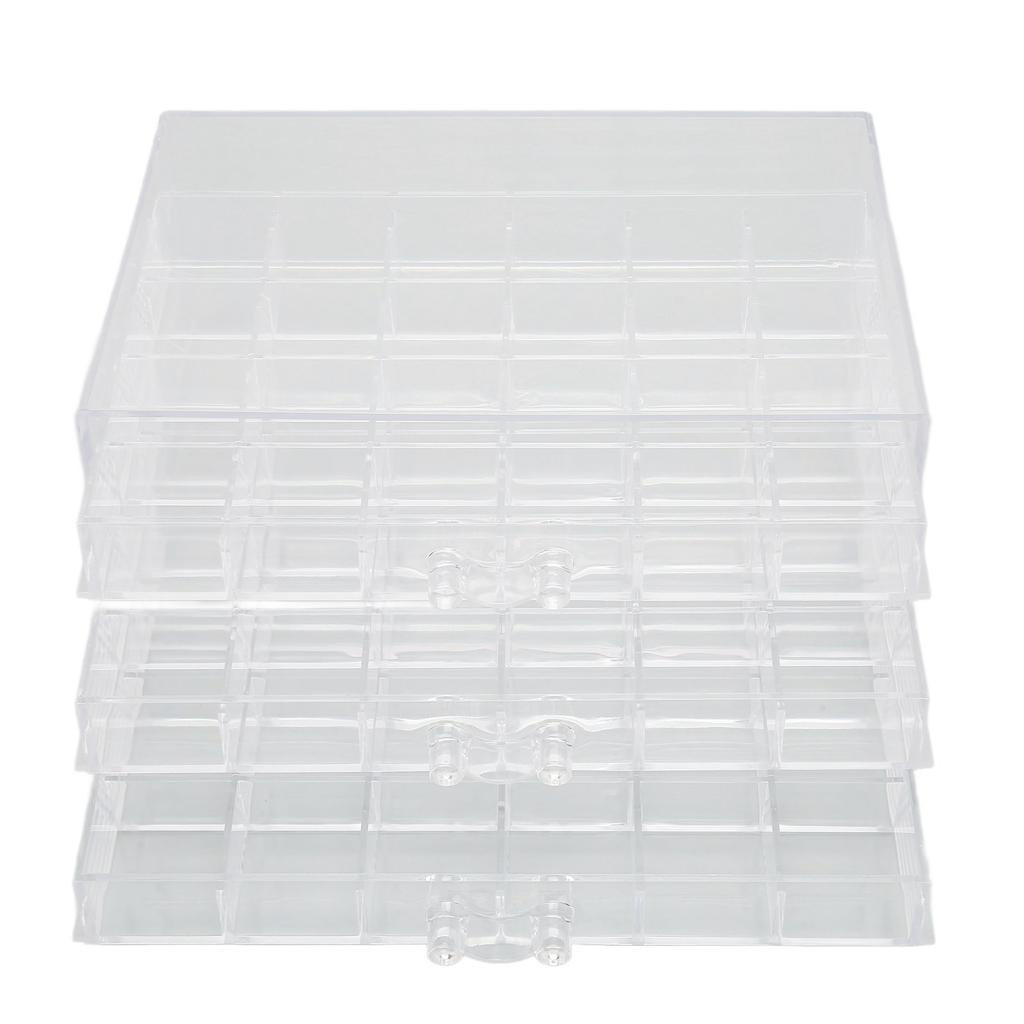 Earring Storage Box 3 Layer 72 Grids Clear Acrylic Jewelry Organizer Holder with Dustproof Lid for Necklaces Rings