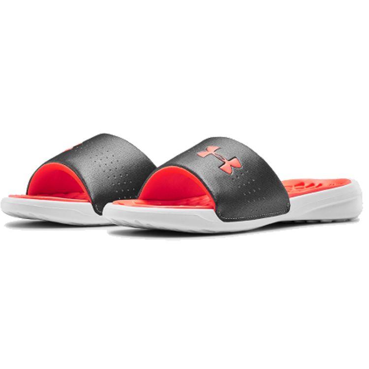 Under Armour Playmaker Fixed Strap Comfortable Versatile Rubber Sole Slide Sandals Women Sandals Black Orange 3000063-104