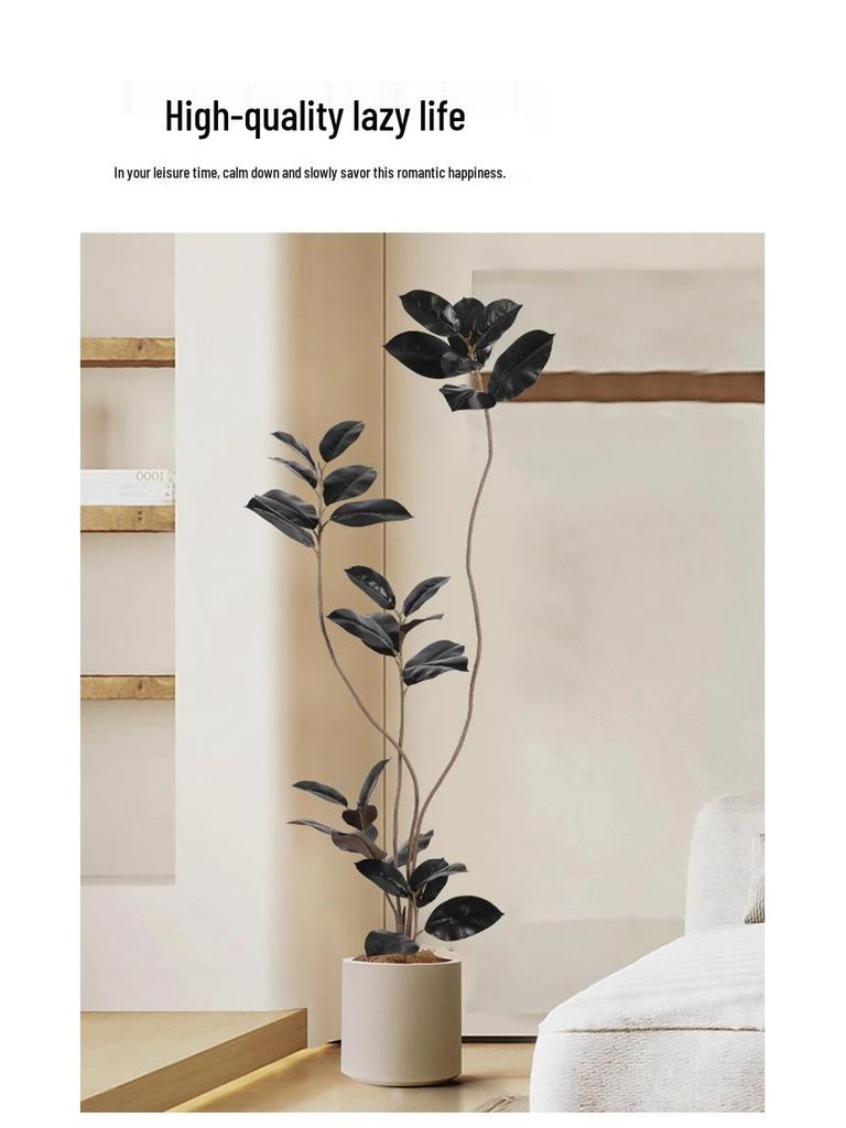 Роскошное искусственное дерево Фикус Эластика Черное Золото: Комнатное украшение и напольное украшение