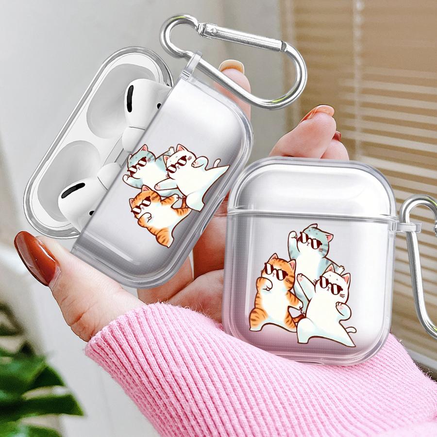 Чехол для Airpods Pro3 Pro2 2 4 1 3 Pro Прозрачный Чехол для Наушников Обложка Милый Кот