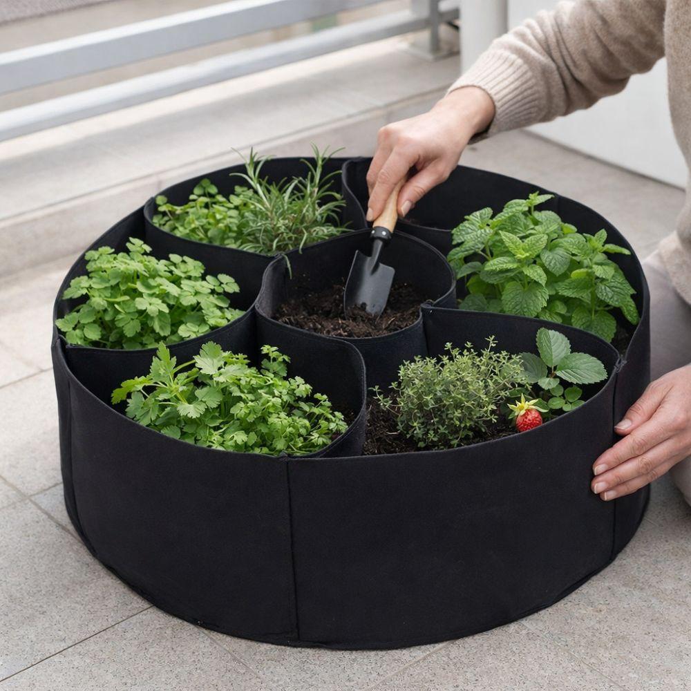 Circular Raised Garden Bed 7 Grids Divided Planter Planting Container  Indoor Outdoor Gardening