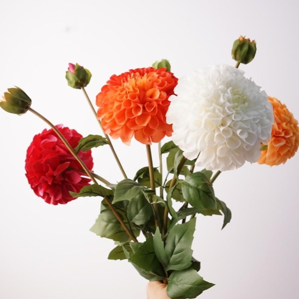 Pink Artificial Dahlia Flowers 2 Heads Artificial Faux Plants Home Decoration