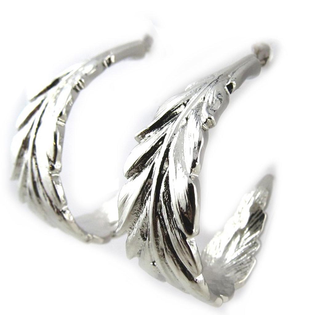 Les Trésors De Lily [N0761] - Серебряные серьги-кольца «Листья» Ø 25 мм.