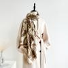 Autumn and Winter Flowers Linger with Butterflies, Simple Women's Imitation Cashmere Warm Scarf, Fashionable and Versatile Long Shawl Cape