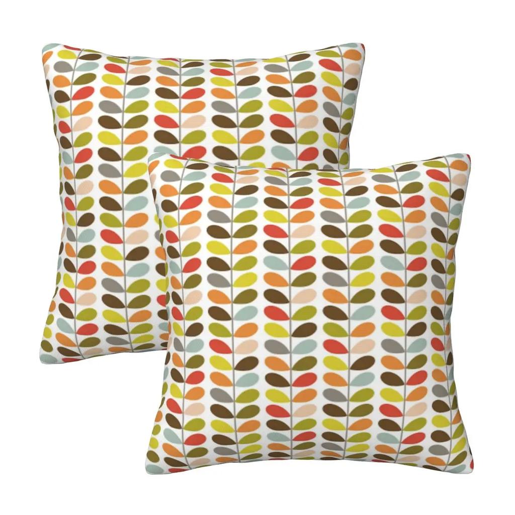 Orla Kiely Multi Stem Colorful Fabric 2 pcs Square Pillowcase Pillow Cover Cushion Comfort Throw Pillow for Home Living Room