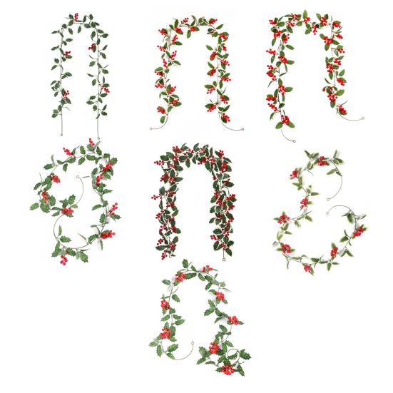Имитация Рождественской ротанговой лозы Не требующий ухода Искусственный ивовый венок с гирляндой из красных ягод Свадебная вечеринка Домашний декор