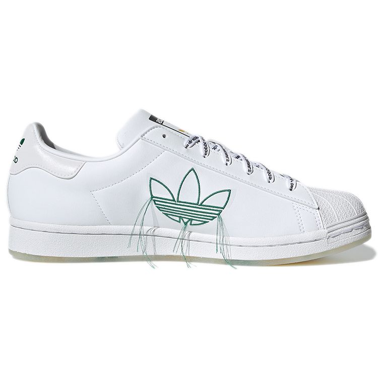 Adidas Superstar Logo Stripes — белые ярко-зеленые кроссовки унисекс Footwear — White GX2990
