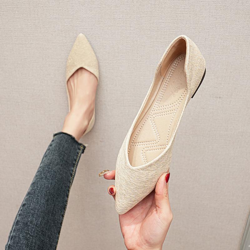Модная женская обувь на плоской подошве, летняя новинка, туфли-лодочки с острым носком, повседневная обувь, модные универсальные туфли-дуду, женские, большие размеры 34-43