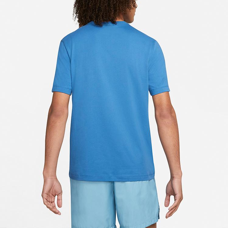 Nike Спортивная одежда Клубная футболка с круглым вырезом и вышитым логотипом Мужские топы Темно-королевский синий AR4997-407