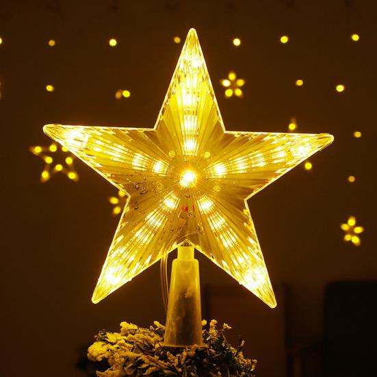 Топпер для рождественской елки со светодиодной подсветкой, топпер для елки со звездой, водонепроницаемый многоразовый, высокая яркость, новогодний праздник, домашний офис, украшения для дома, Рождество