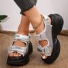 Women Summer Shoes 2024 New Fashion Casual Outdoor Platform Sandals Ladies Casual Shiny Leather Outwear Open Toe Women Shoes