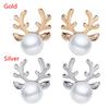 1 пара Аксессуары Вечеринка Рождественский подарок Жемчужные серьги-олени Рождественские украшения Серьги-гвоздики в виде северных оленей