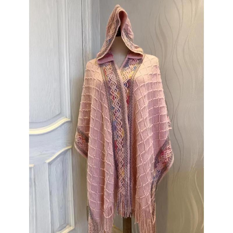 Новая дорожная вязаная шаль с капюшоном, универсальная, в западном стиле, национальная мода, многофункциональная, темпераментная женская шаль