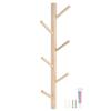 Punch Free Wall Mounted Coat Rack Towel Hanger Tree Branch Shaped Hat Rack for Living Room(Wood