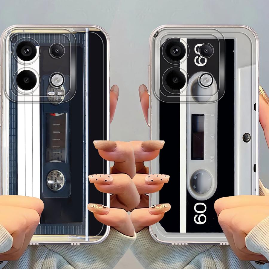 Color Retro Magnetic Tape Soft Phone Cover Case for Xiaomi Redmi Note 14 Pro Plus 13C 12S 12 Note 13 11 9 10 A4 11S 14C 10S