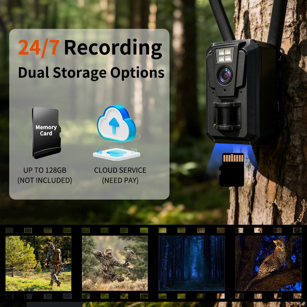4G Уличная охотничья камера на солнечных батареях с полноцветным ночным видением