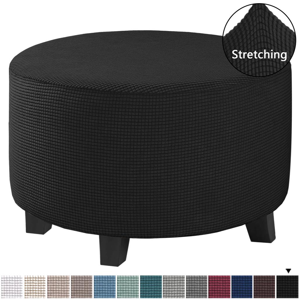 Ottoman Cover Stretch Ottoman Slipcover Round Ottoman Storage Cover Folding Stool Covers for Footrest Ottoman Fit Dia  20"-41" Removable Washable