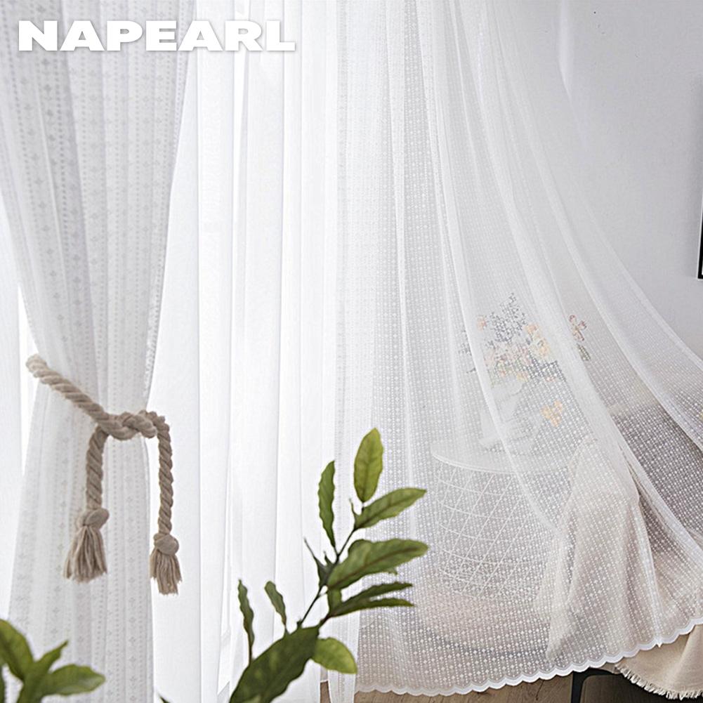 1 шт. NAPEARL 10-20% затемнение французский стиль свежий волнистый низ кружевная прозрачная занавеска для гостиной спальни балкона домашний декор