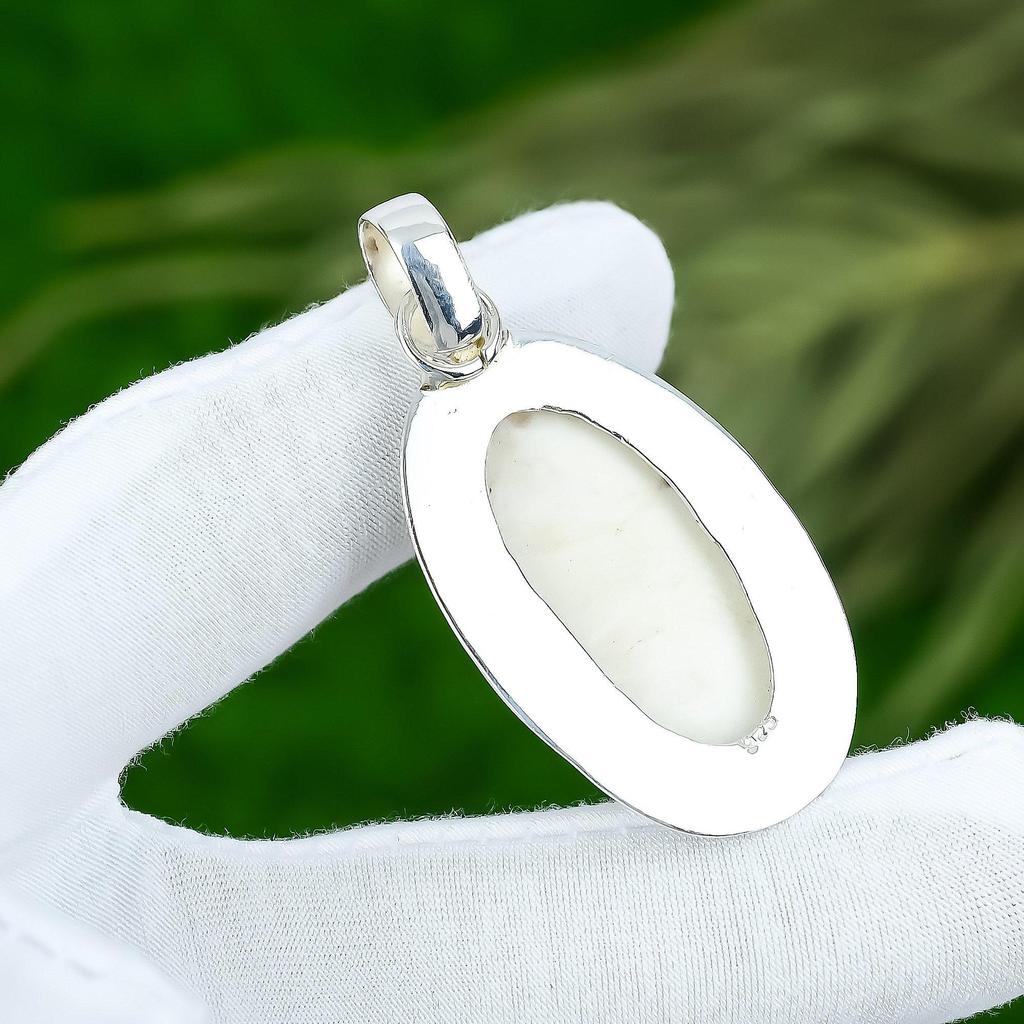 День матери Сделка Овальный Сколоцит Драгоценный камень Ручная работа Жена Подвеска Ювелирные изделия 925 Серебро