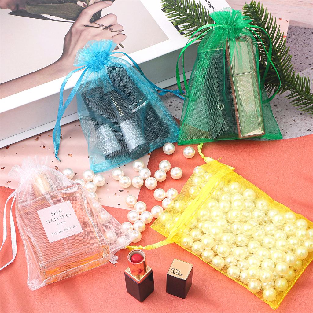 100PCS Multi-color Organza Gift Packaging Bags Candy and Jewelry Storage Bags Wedding and Christmas Party Decoration Gift Bags