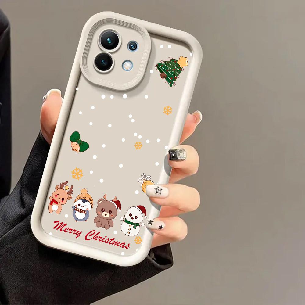 Christmas Snowman Elk Cute Phone Case For Xiaomi 17 Pro Max 15T 14T 13T 11Lite Poco X6 X7 F5 F7 M6 M7 Pro 5G Soft Perfect Cover