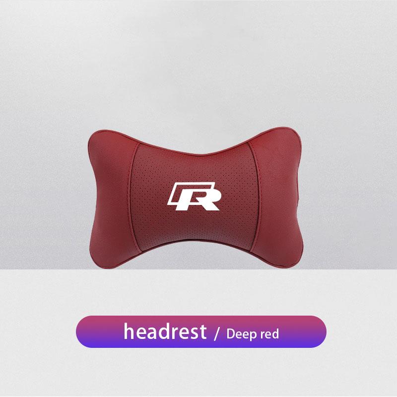 XYZ1 VW Car Leather Headrest Seat Head Support Neck Pillow For Volkswagen Polo Golf GTI CC Tiguan Arteon Passat Jetta Touareg ID.3