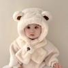 Baby Hat Autumn And Winter Boys' And Girls' Scarves In One Teddy Bear Plush Hat Winter Children's Plush Thickened Windproof Hat