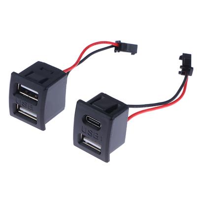 1 шт. USB гнездо типа C черное двухслойное гнездо USB A гнездо для зарядки лампы розетка питания с кабельным разъемом