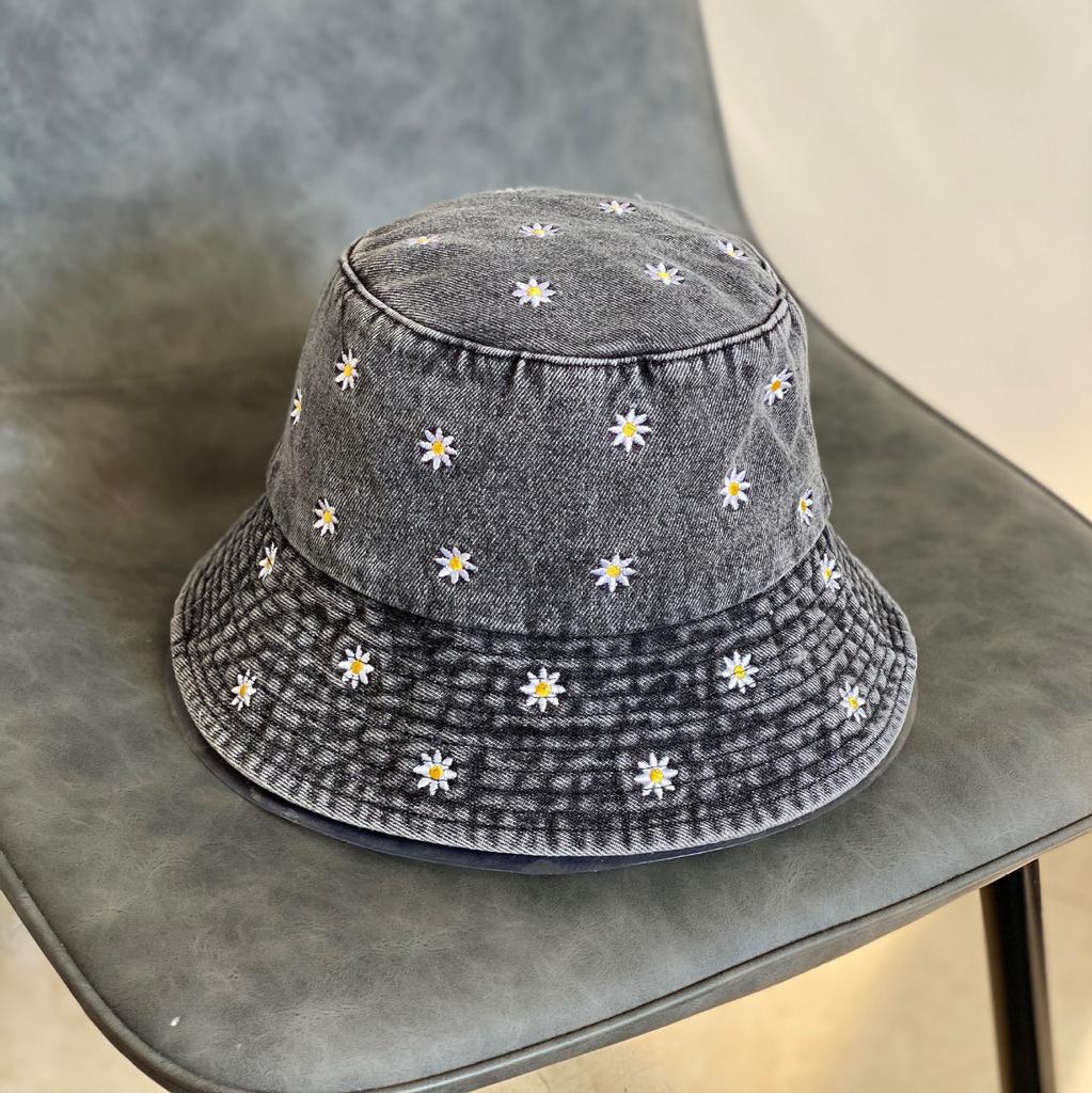 Весенняя шляпа женская складная вышитая цветочная джинсовая шляпа-ведро женская модная ретро старая универсальная шляпа-ракушка