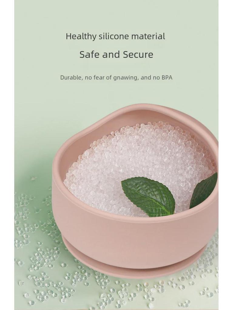 Силиконовый набор для кормления младенцев с присоской: Миска для улиток, ложка и вилка с деревянными ручками, легко моются.