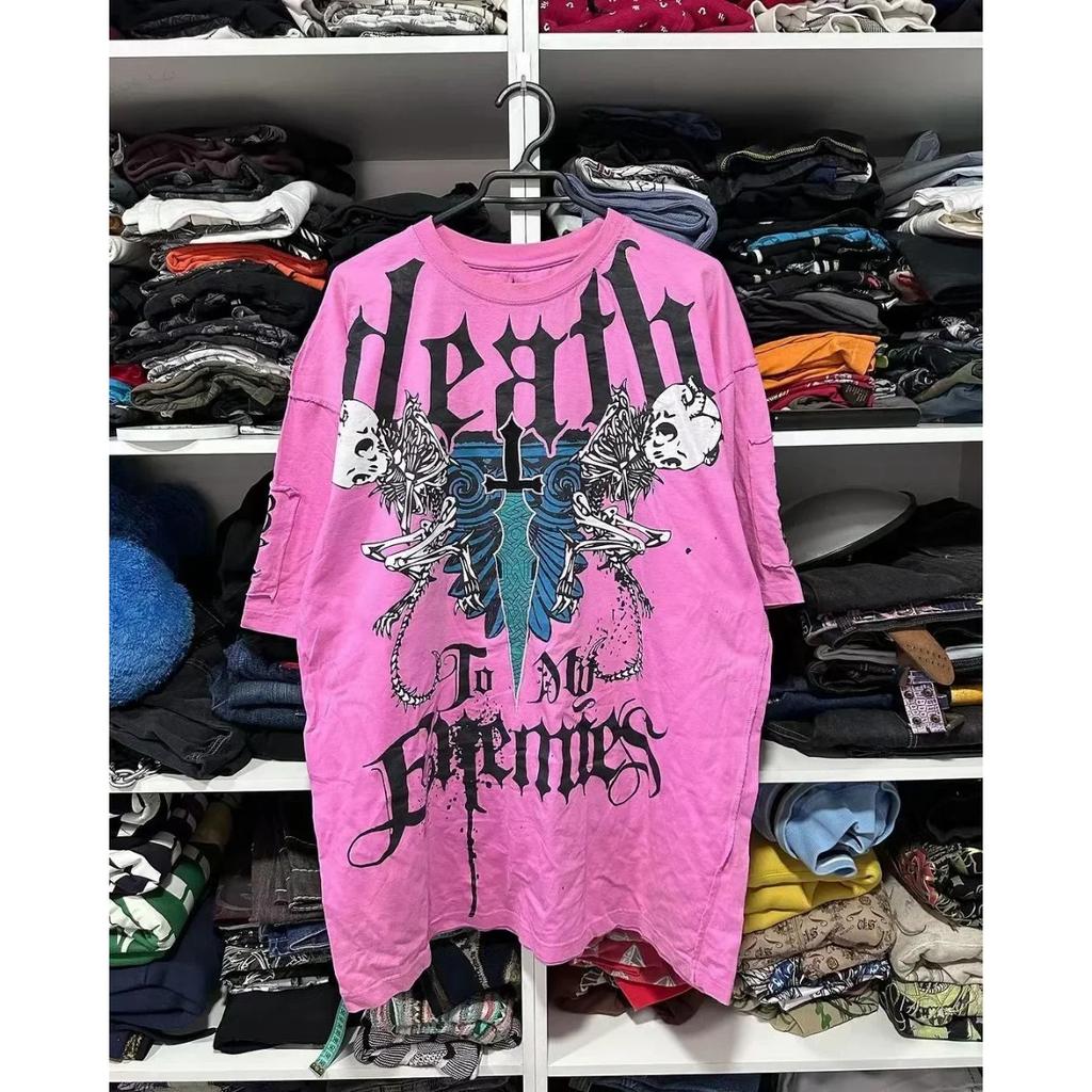 Ретро Панк Хип-Хоп Графический Принт Оверсайз Футболка Мужская Новая Круглый Вырез Короткий Рукав Топы