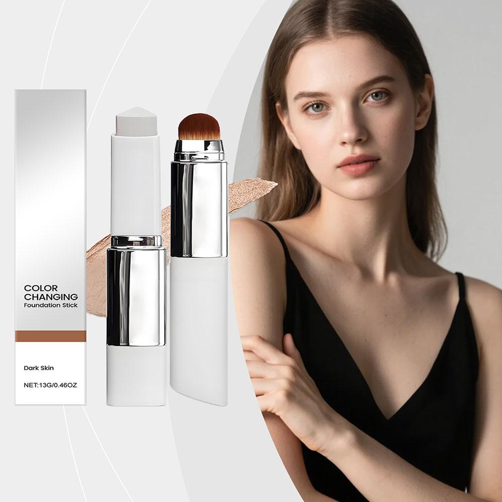 2-in-1 Color-Changing Foundation Stick Liquid Lightweight Moisturizing Brightening for All Skin Types less