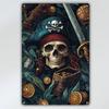 Винтажный металлический настенный постер с черепом пирата и золотой монетой для бара