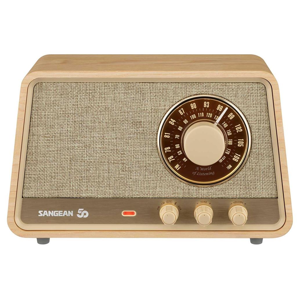 X HD compatible radio Bluetooth speaker with premium wood cabinet []Sangean WR-101 AM/FM/apt Bluetooth/AUX (white oak)