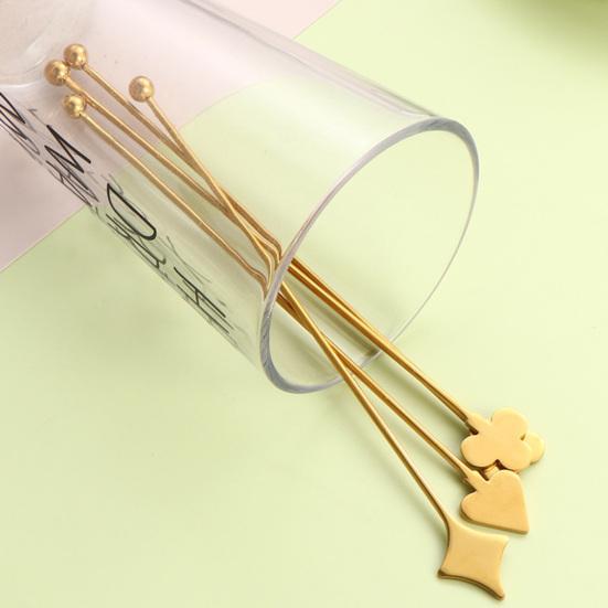 Stainless Steel Mixing Stick, Spade, Heart, Diamond, Club Shaped, Cute Fruit Swizzle Stirrers, Cocktail Stirring Sticks for Whiskey Juice Coffee
