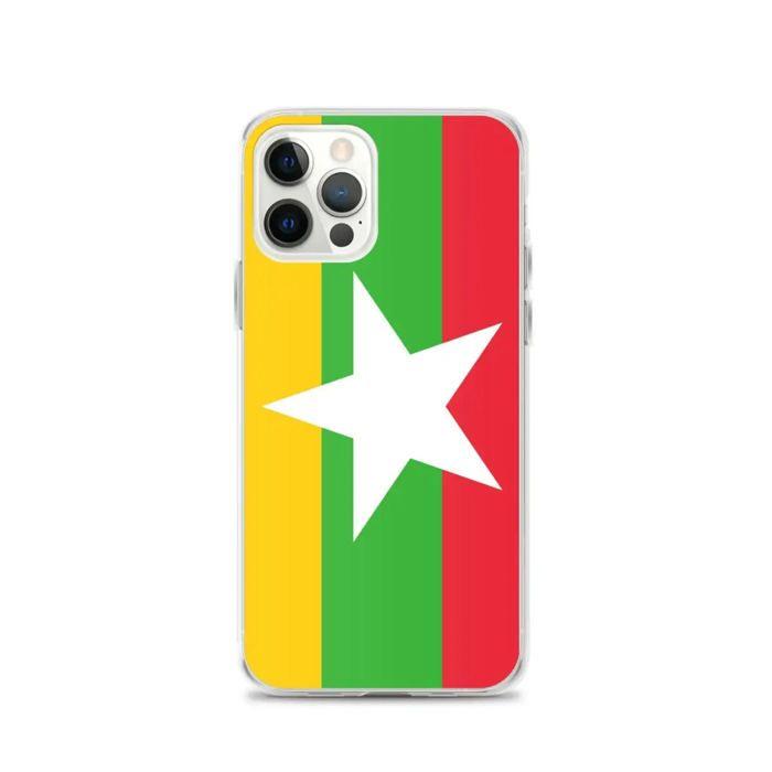 Coque iPhone - Multicolore - Drapeau de la Birmanie - Souple - Design fin et léger - iPhone 12 Pro
