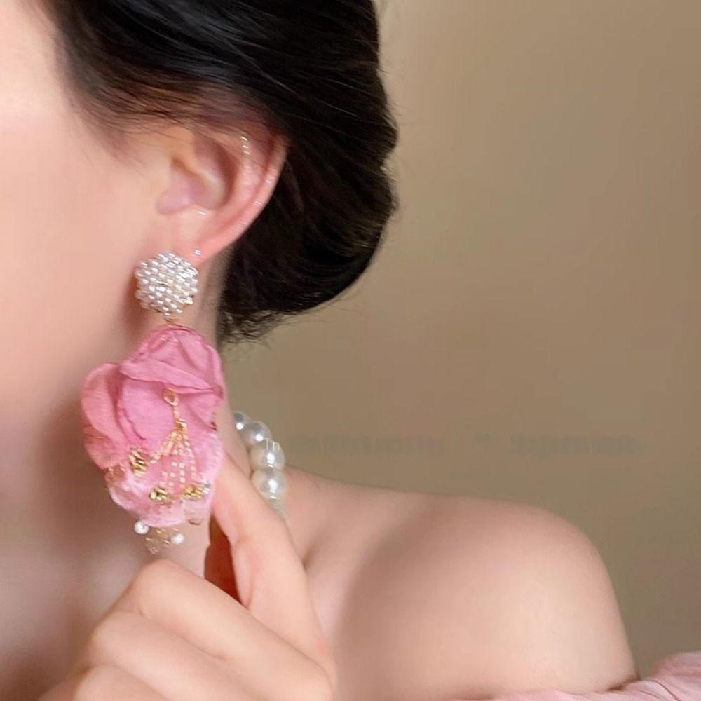 Преувеличенные серьги-цветы из пряжи, легкие, роскошные, большие, цветочные серьги-гвоздики, ювелирные подарки