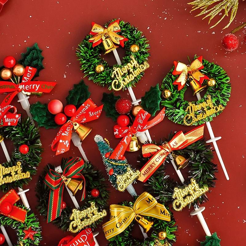 Рождественский декор: Вставки для карточек, Топперы для торта, Гирлянда из чашек, Украшения для венков, Клубничная башня, Мультяшные украшения в виде звезд и деревьев.