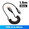 120 Вт автомобильный пружинный кабель USB Type C для быстрой зарядки Micro USB-кабель для iPhone 16 15 Samsung Xiaomi Quick Charger 3.0