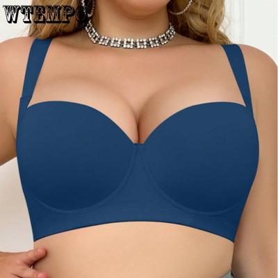 Гладкий бюстгальтер большого размера Женское бесшовное сексуальное нижнее белье Женский собирающий бюстгальтер Предотвращающий провисание Бюстгальтер с глубоким V-вырезом и на косточках