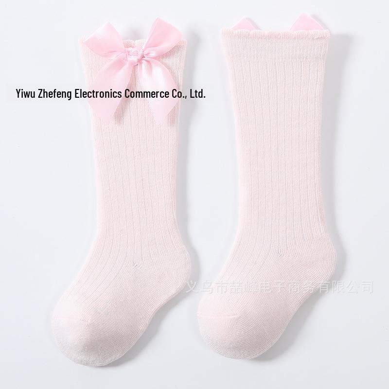Испанские розовые детские носки до колена с большим бантом для девочек