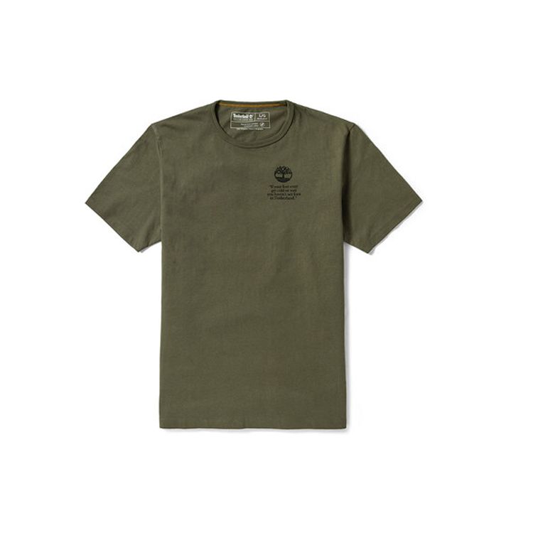 Timberland Round Neck Casual Sports Letter Print Short Sleeve T-Shirt Men Tops Green A2534-A58