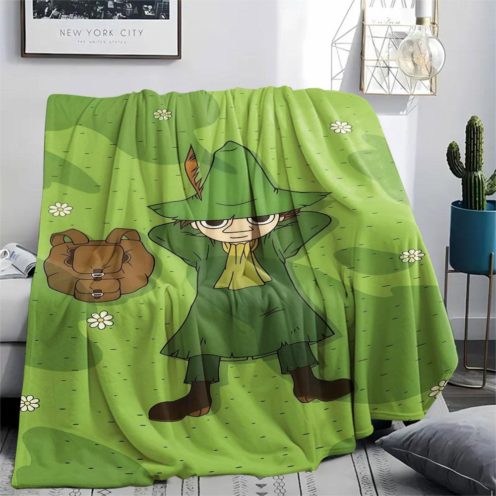 Snufkin Printed Flannel Blanket, soft throw for bedroom sofa, washable, fan merchandise, great gift.