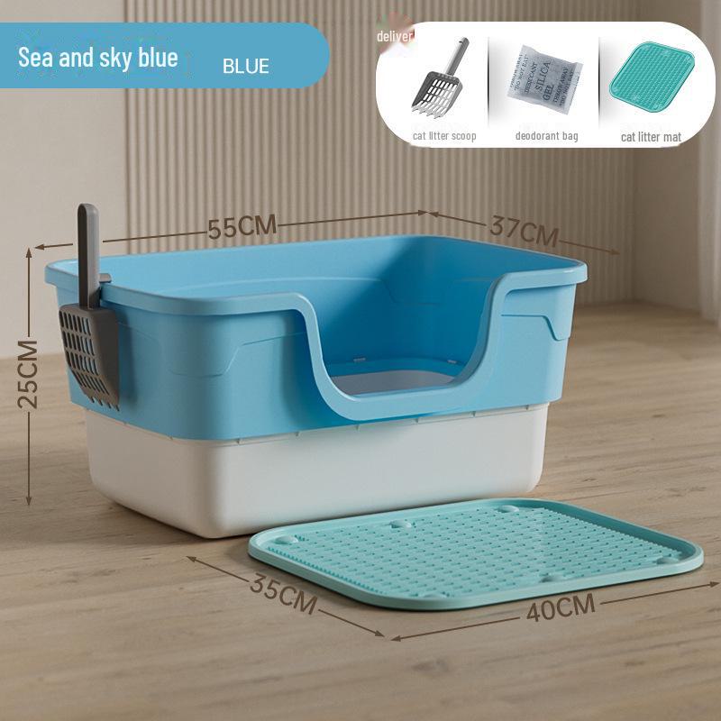 Giant Open Cat Litter Box - Splash-Proof for Large Cats