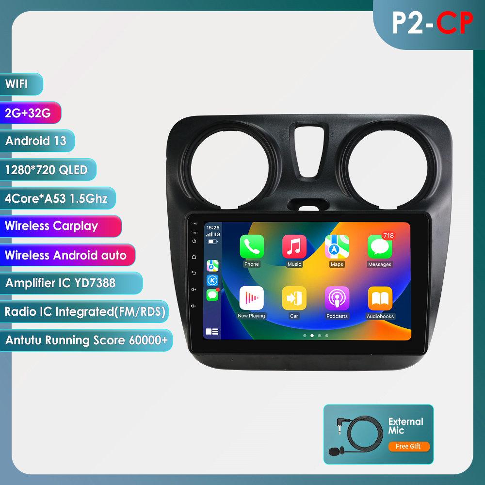 Hizpo 9-дюймовая беспроводная автомагнитола Carplay Android Auto для Renault Lodgy Dacia Dokker 2012 - 2021 2 Din Мультимедийная стереосистема со встроенным