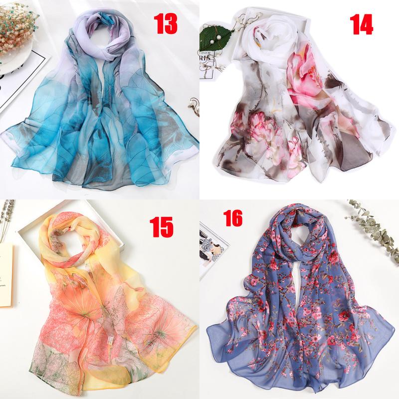 40 цветов, новый длинный шелковый атласный женский шарф с принтом, винтажный универсальный солнцезащитный пляжный шаль, шарф